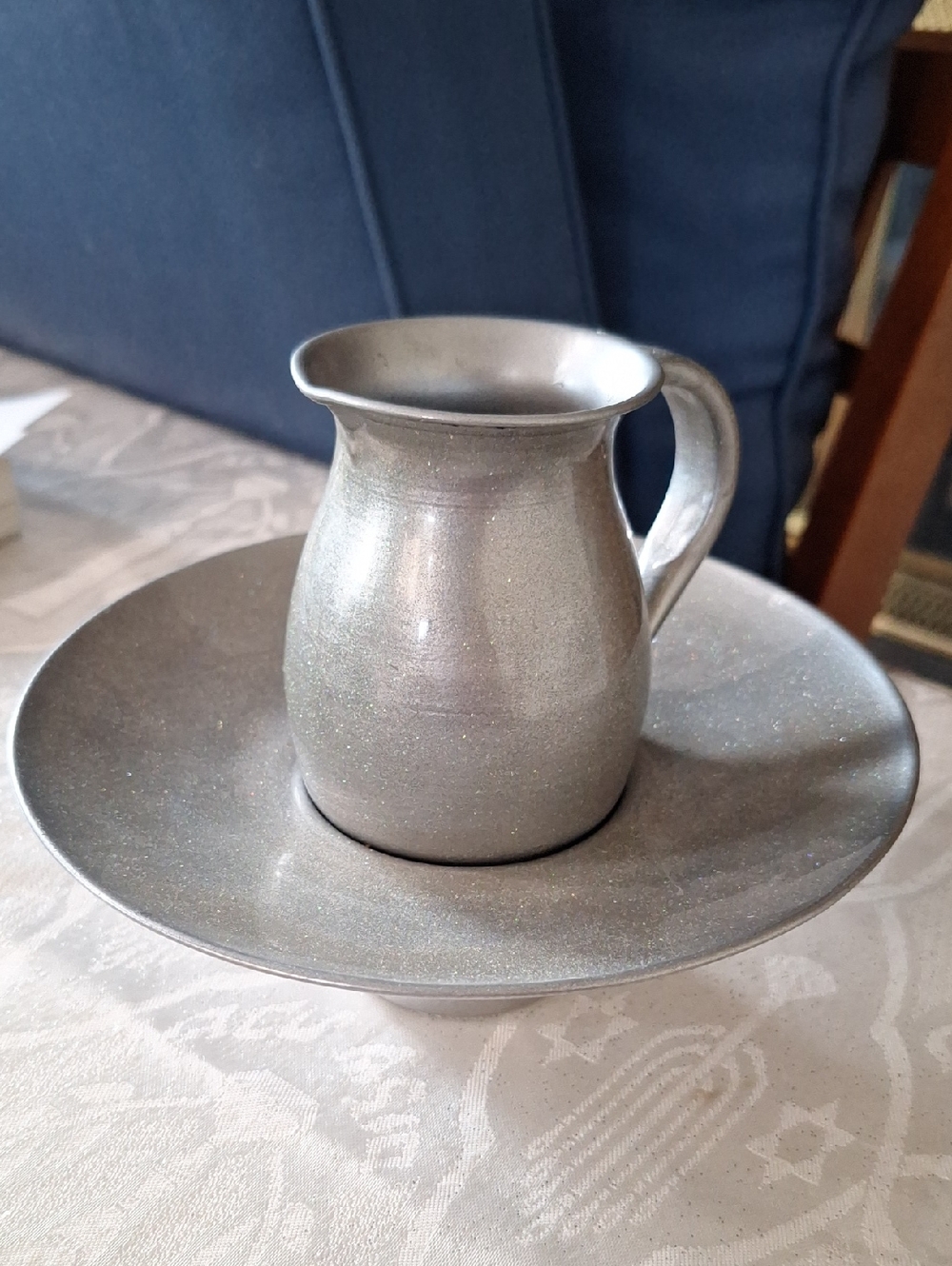 Silver Glitter Pitcher and Basin Set